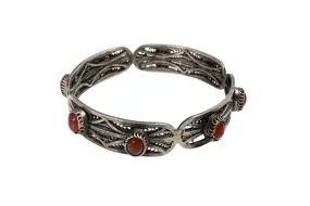 Vintage Egyptian Silver Filigree and Carnelian Bangle