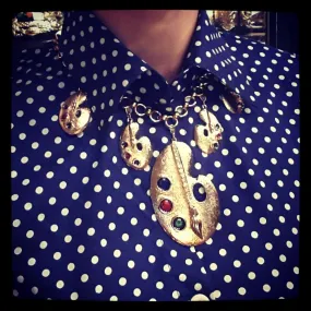 Vintage Style Artist Palette Gold Necklace