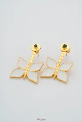 Volare  Butterfly New Collection Colombian raw emerald & 24k Gold Plated 2 In 1 Earrings