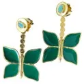 Volare  Butterfly New Collection Colombian raw emerald & 24k Gold Plated 2 In 1 Earrings