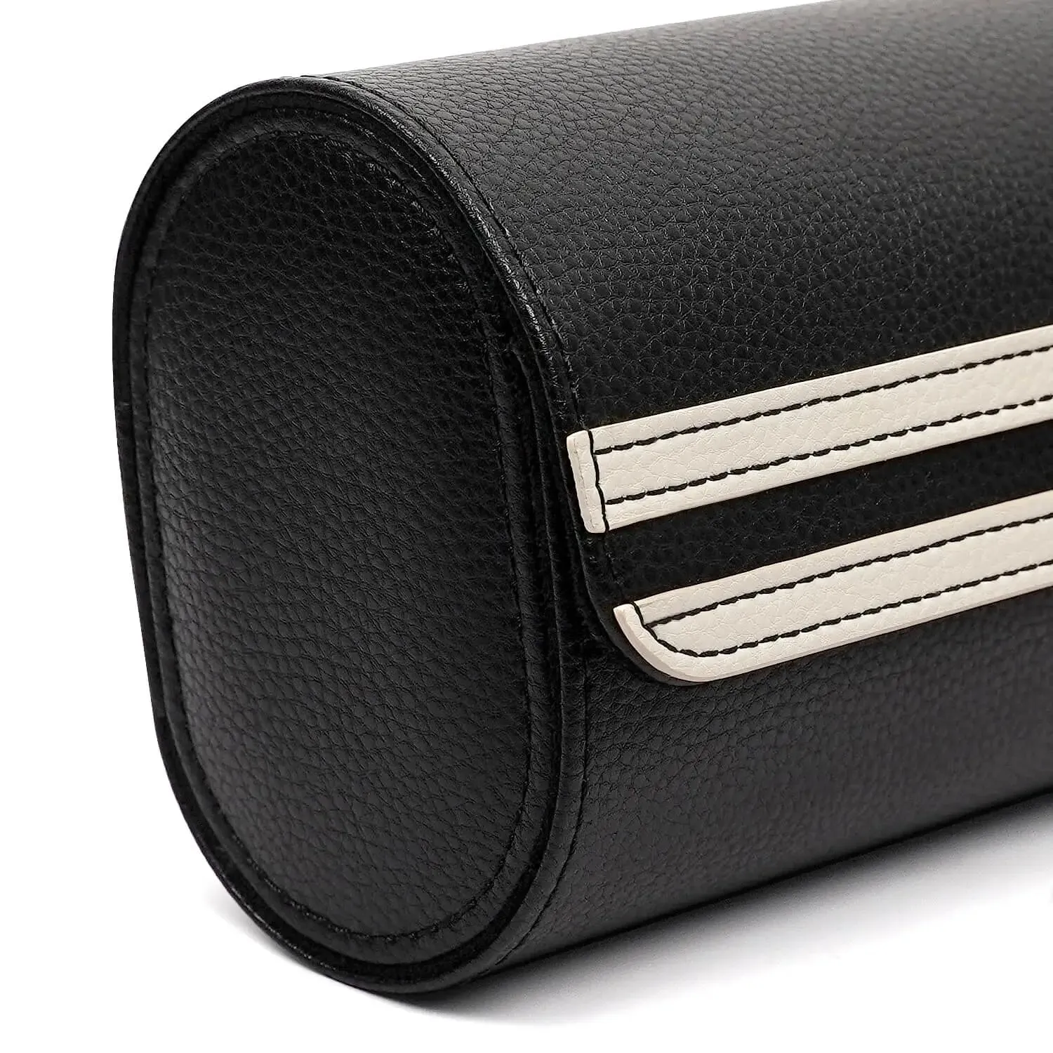 Watch Storage Organizer Roll Travel Case Vegan Leather-Black 3 Slots