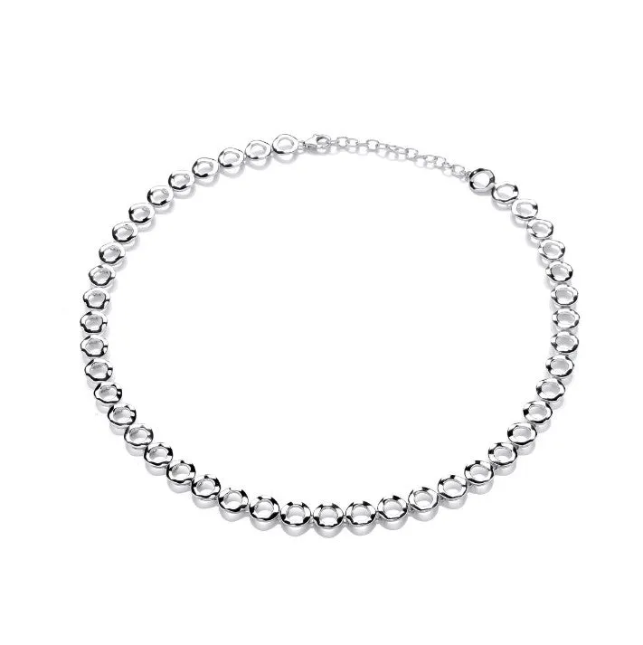 Wavy Circles Silver Necklace