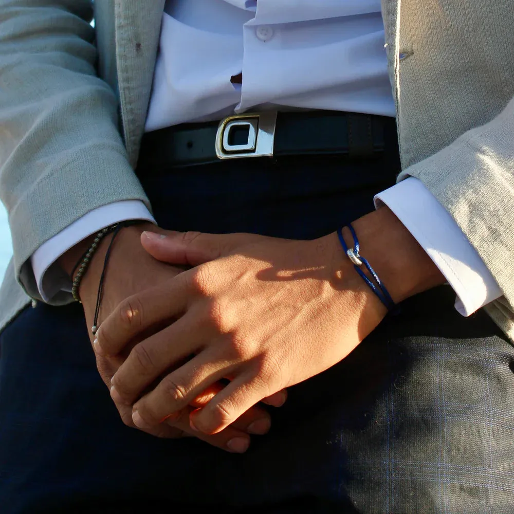 Wecord Silver Soho Cord Bracelet - Navy Blue