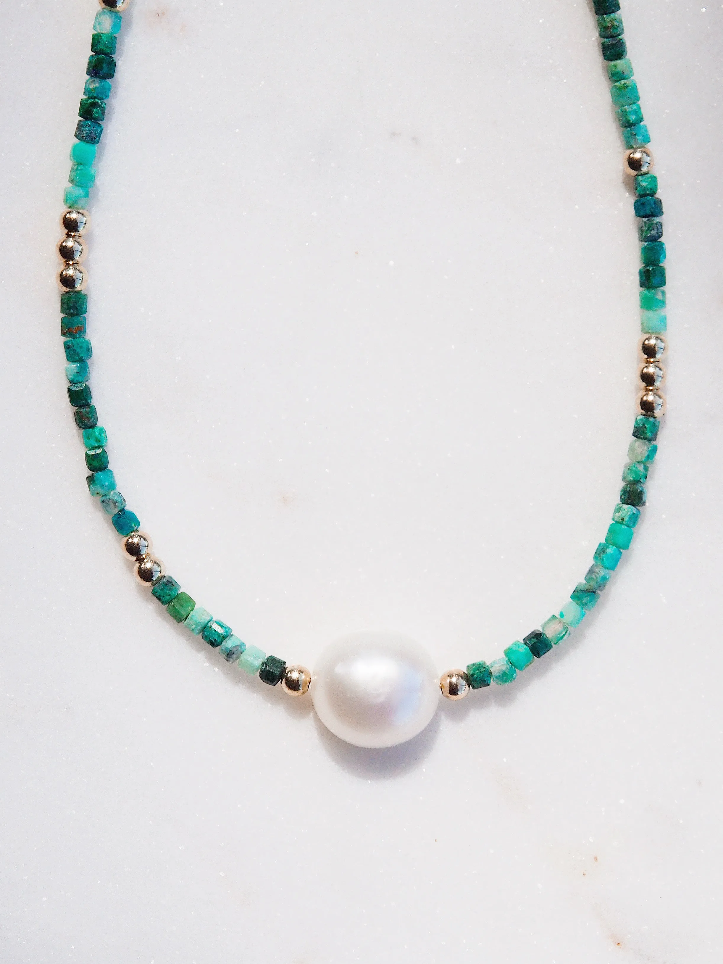 White Pearl and Gemstone Necklace - Haukea