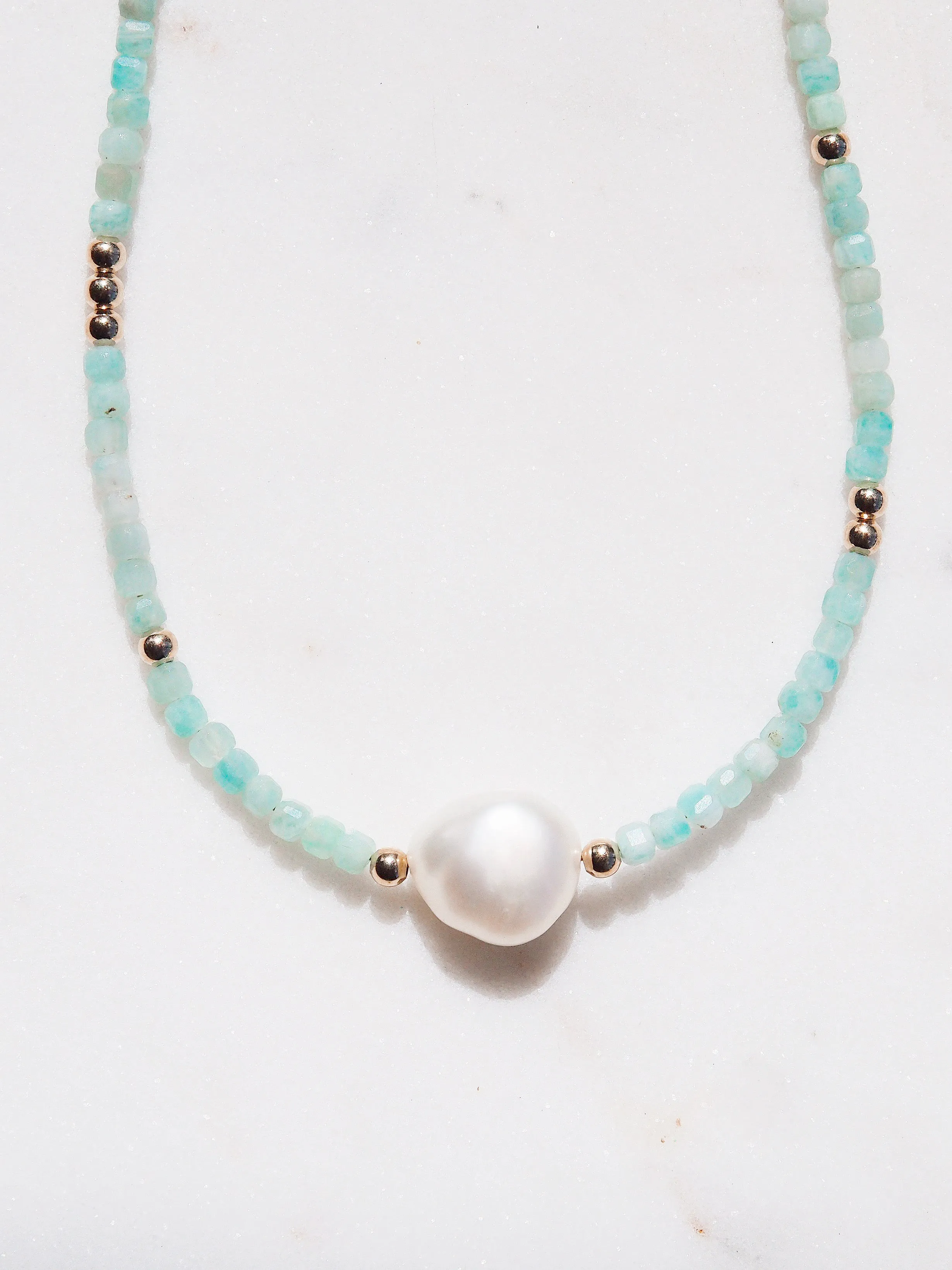 White Pearl and Gemstone Necklace - Haukea