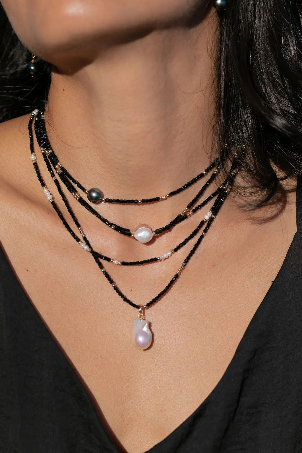 White Pearl and Gemstone Necklace - Haukea