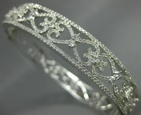 WIDE 1.79CT DIAMOND 18KT WHITE GOLD 3D OPEN FILIGREE MULTI HEART BANGLE BRACELET